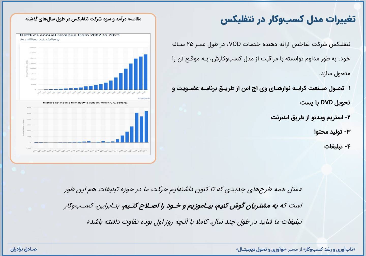 تغییرات مدل کسب‌وکار نتفلیکس